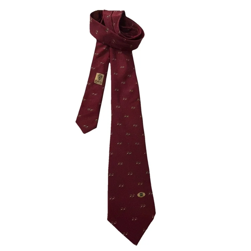 Vintage Gucci Accessory Collection Burgundy Silk Tie Prom Homecoming Formal Wear